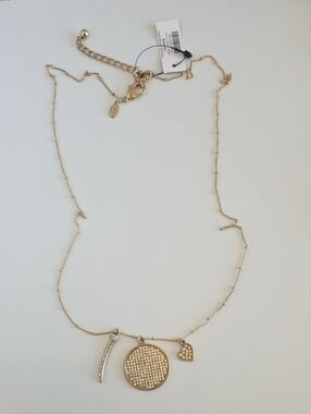 Chico's Talli Pave Multi-Charm Pendant Necklace Gold Tone NWT